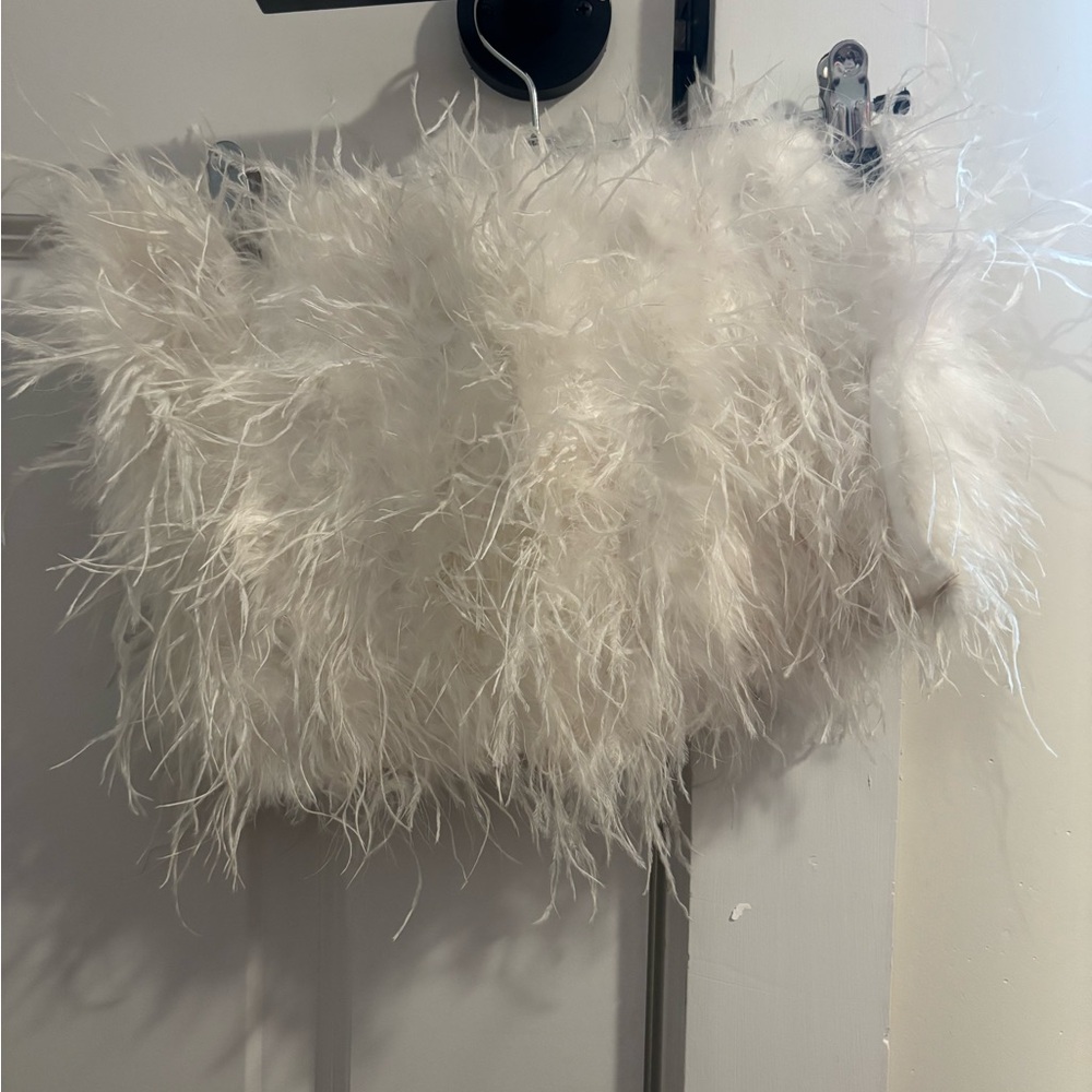Buddy Love White Feather Crop Top